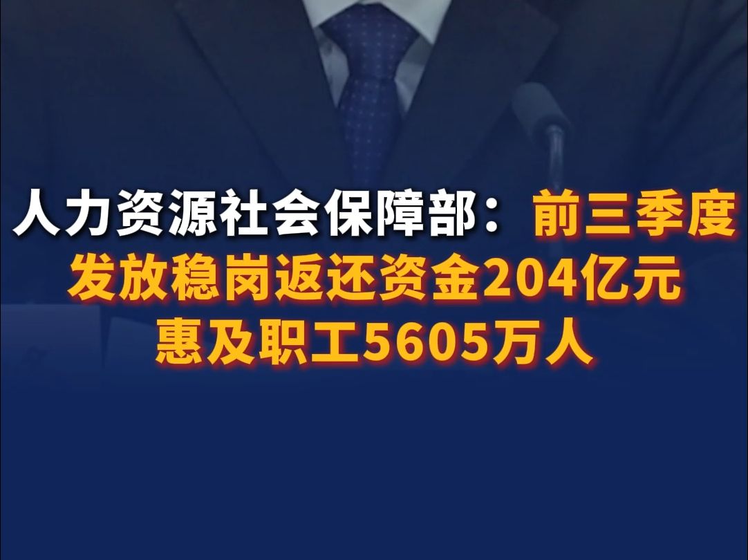 人力资源社会保障部:前三季度发放稳岗返还资金204亿元 惠及职工5605万人哔哩哔哩bilibili