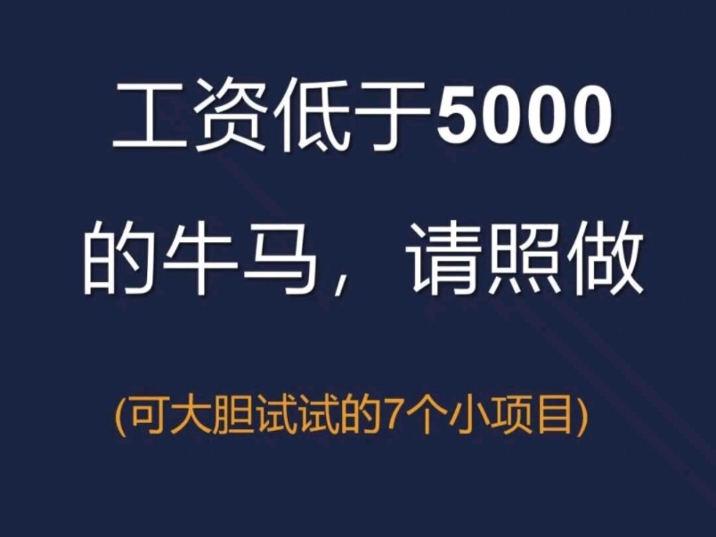 工资低于5000的牛马请照做,可大胆尝试的7个小项目哔哩哔哩bilibili