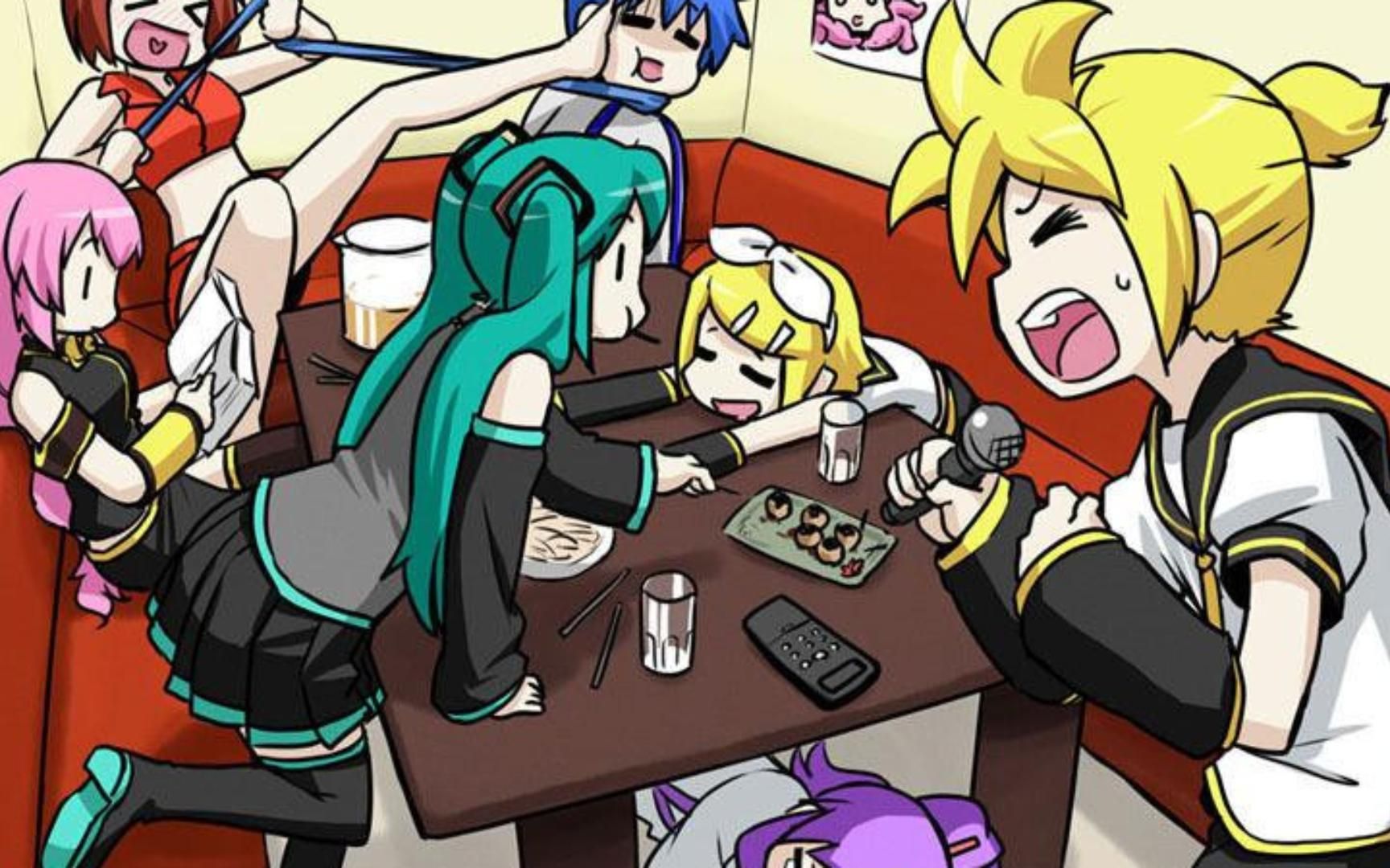 vocaloid的ktv包厢在卡拉ok里面因为大姐疯了所以被推出去怒唱冬の花