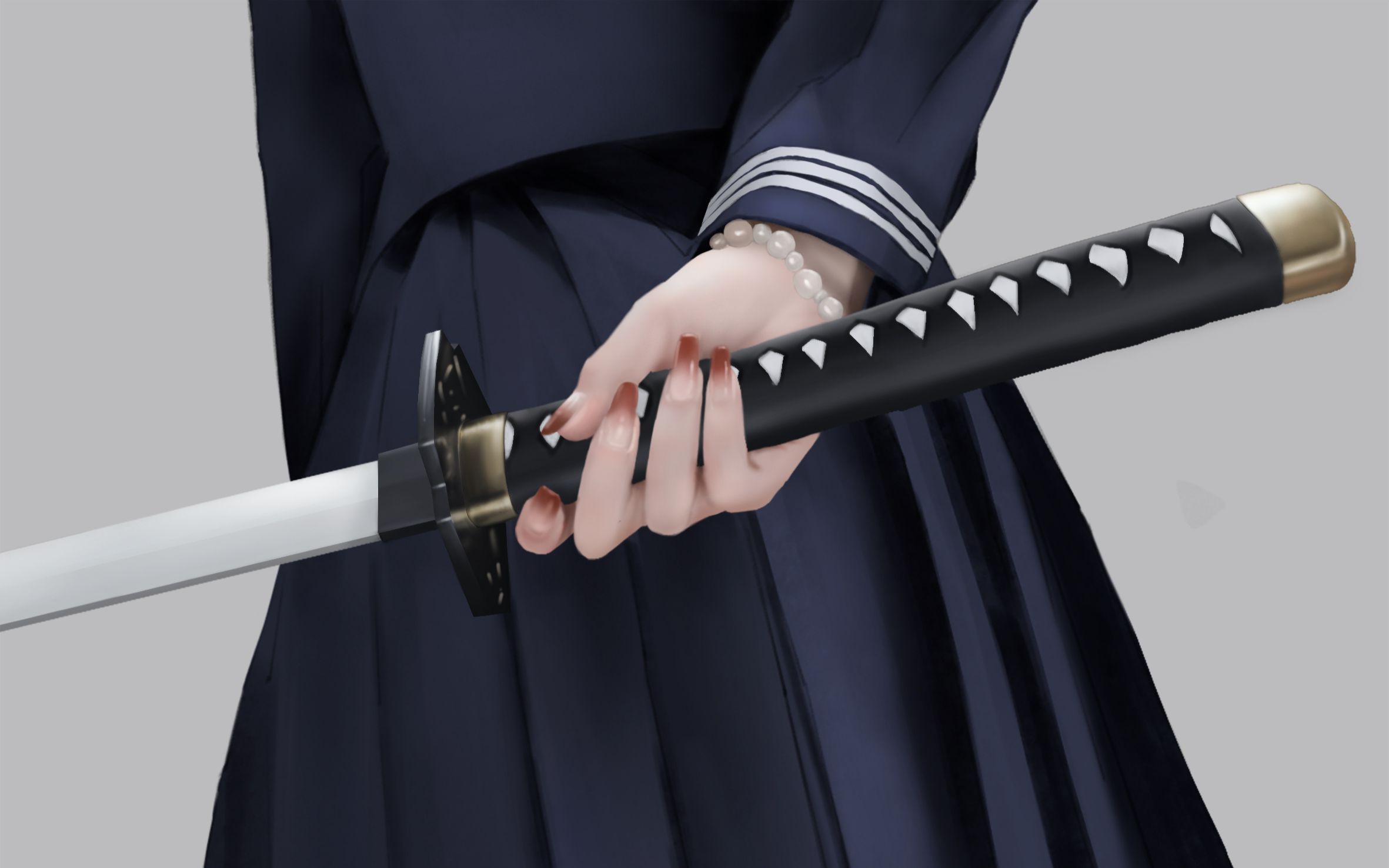 【板绘】jk 黑丝 武士刀是种什么神仙搭配?太帅了吧!