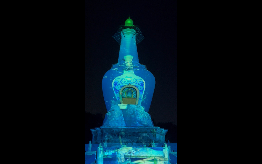 扬州瘦西湖夜游最后一弹之白塔3d秀