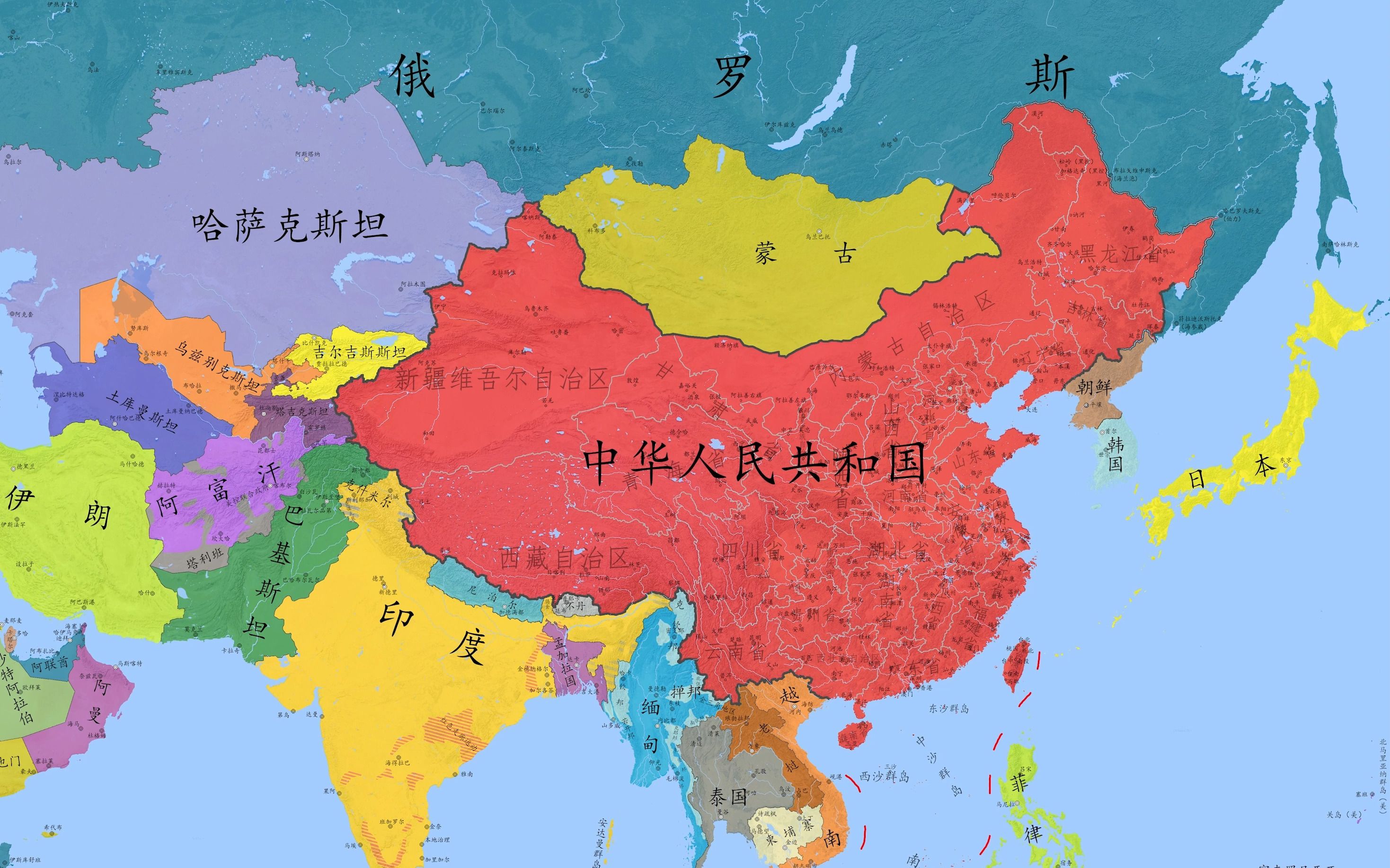 [图]【历史地图】中国与周边国家1945-2022每年格局