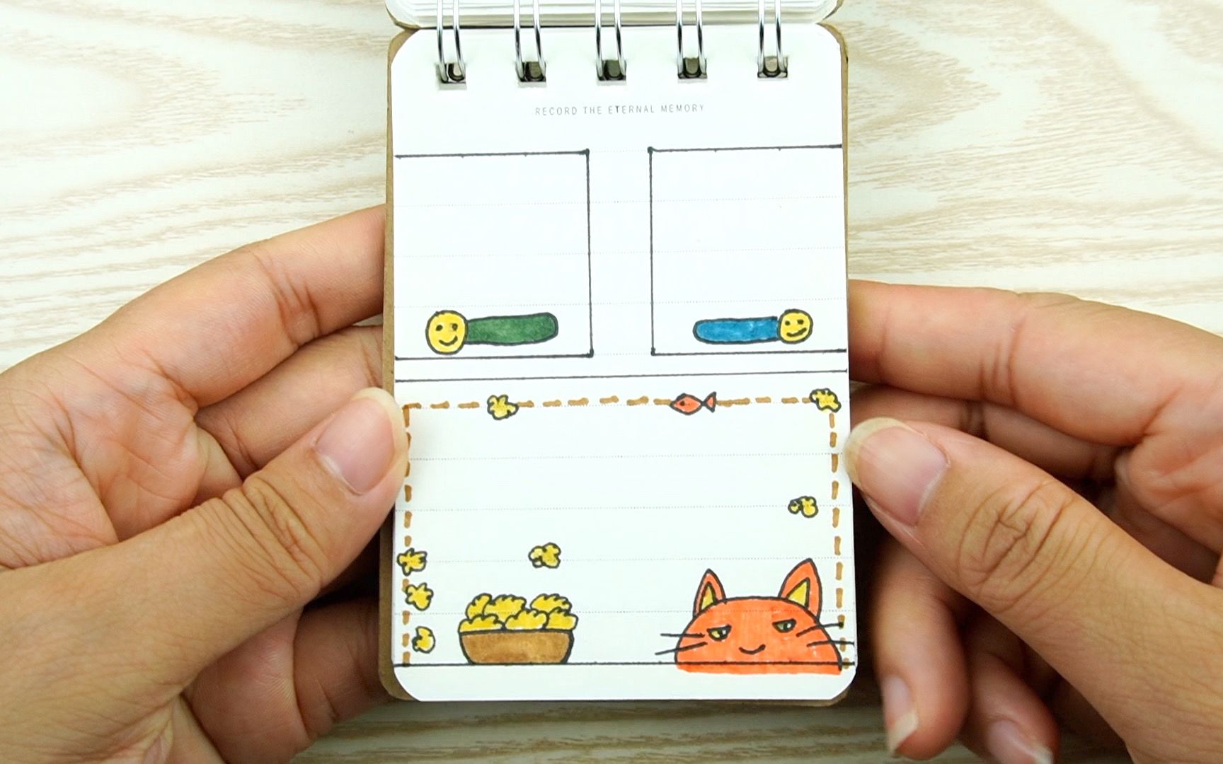 记事记账本儿童手绘,可爱的猫吃小鱼和笑脸图画_哔哩哔哩_bilibili