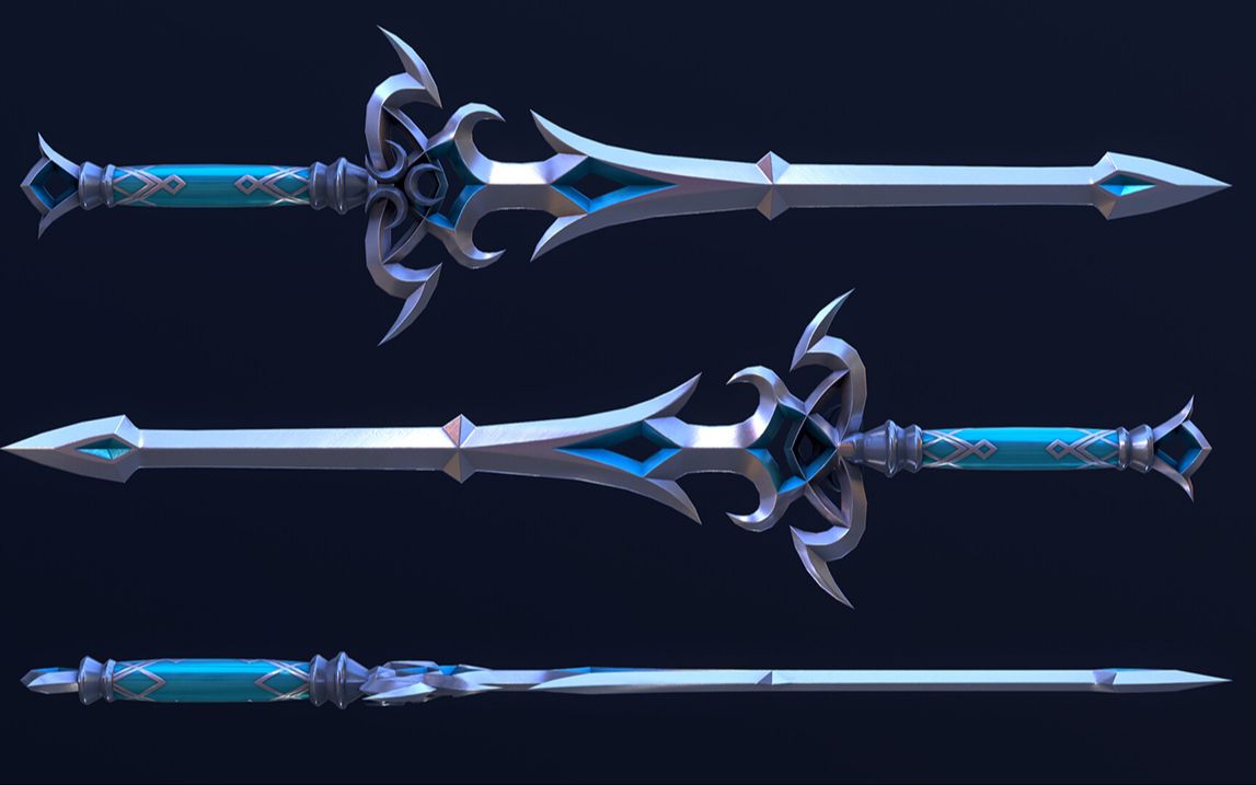 超简单的3dmax布线技巧,3d游戏道具建模月光剑制作流程案例教程视频