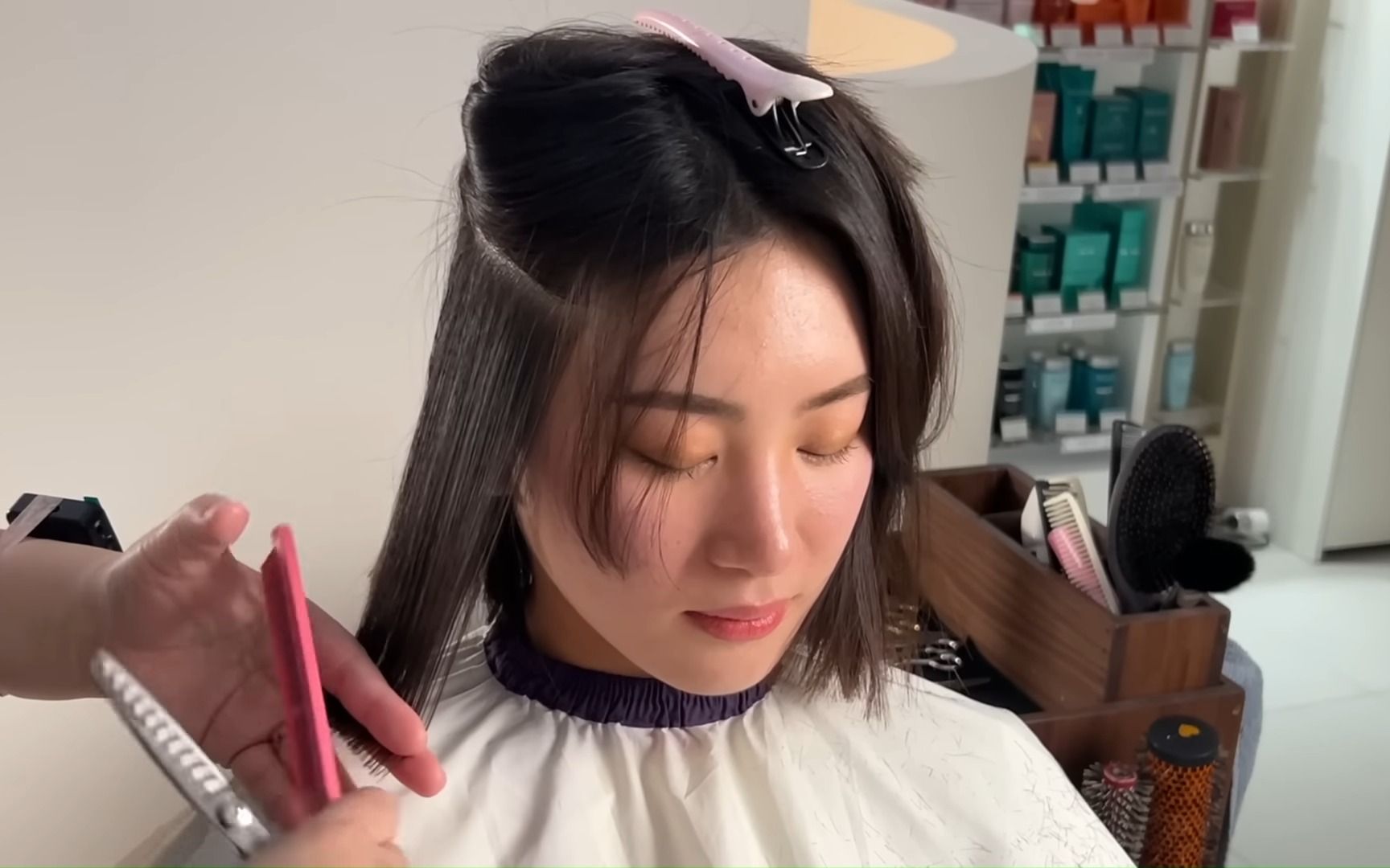 【自用】理发ASMR 美容院理发剪刀声 烫发long Hair cut哔哩哔哩bilibili