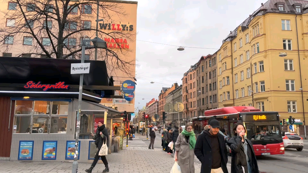 busy street in golden evening lights.