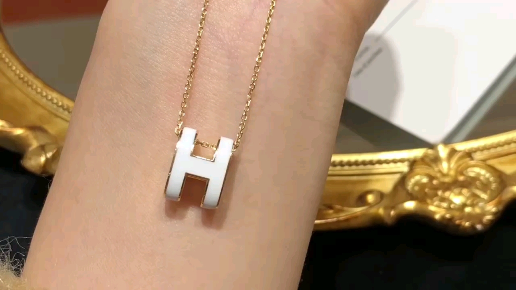 【k黄】爱马仕升级专柜版珐琅h项链.