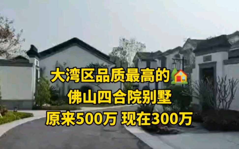 大湾区品质最高的,佛山四合院别墅,原来500万,现在300万哔哩哔哩bilibili