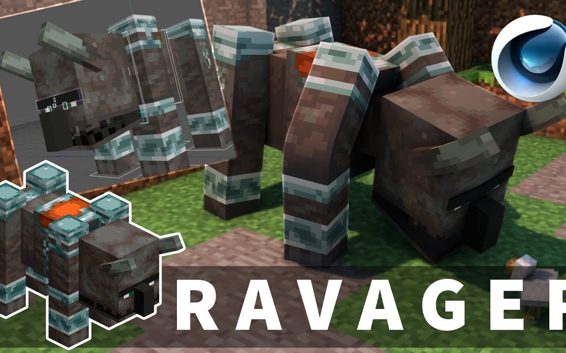 c4d预制搬运minecraft劫掠兽