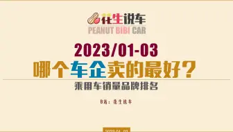 【花生说车】2023年1季度，哪个车企卖的最好？