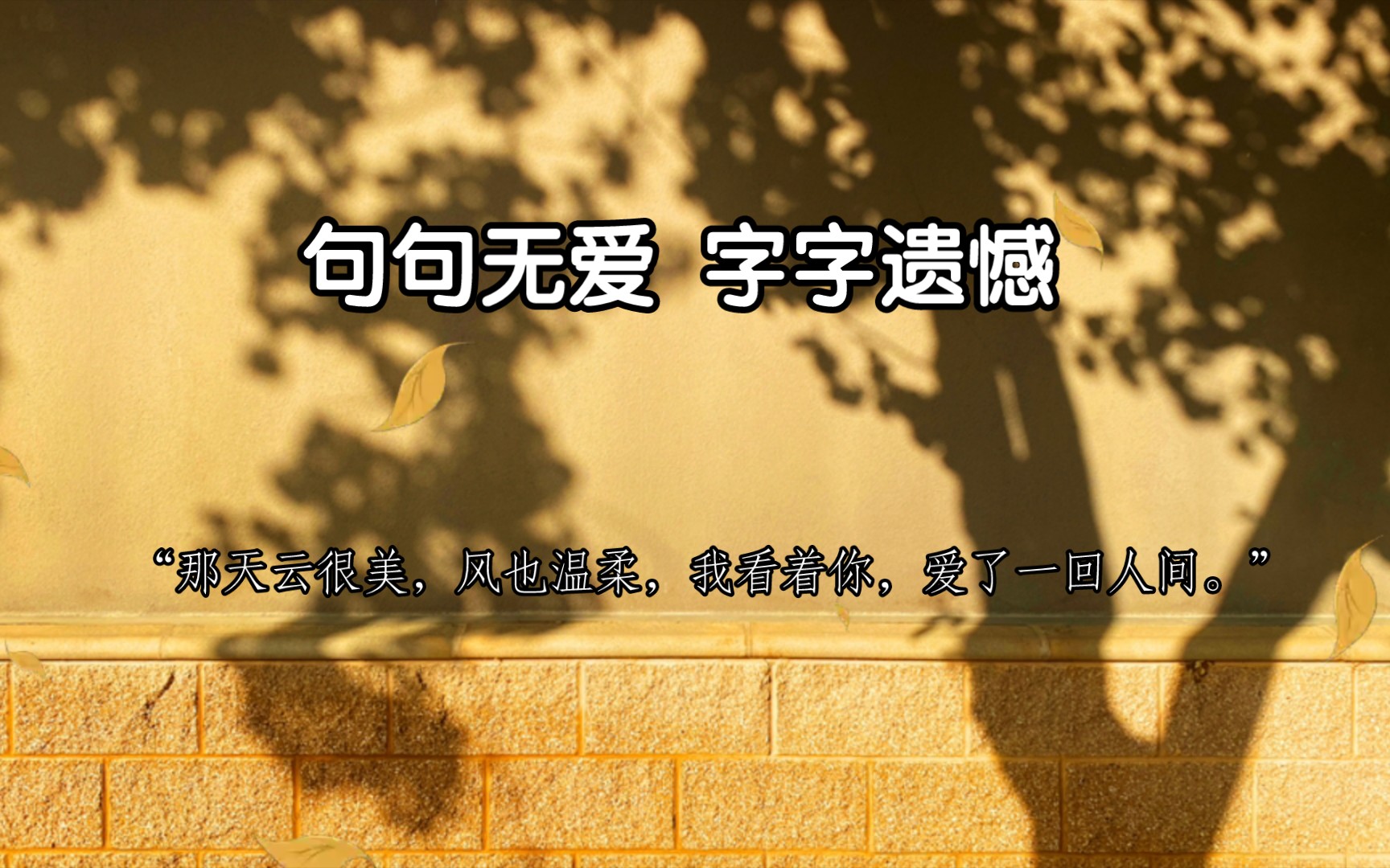 “那天云很美,风也温柔,我看着你,爱了一回人间”|句句无爱 字字遗憾.哔哩哔哩bilibili