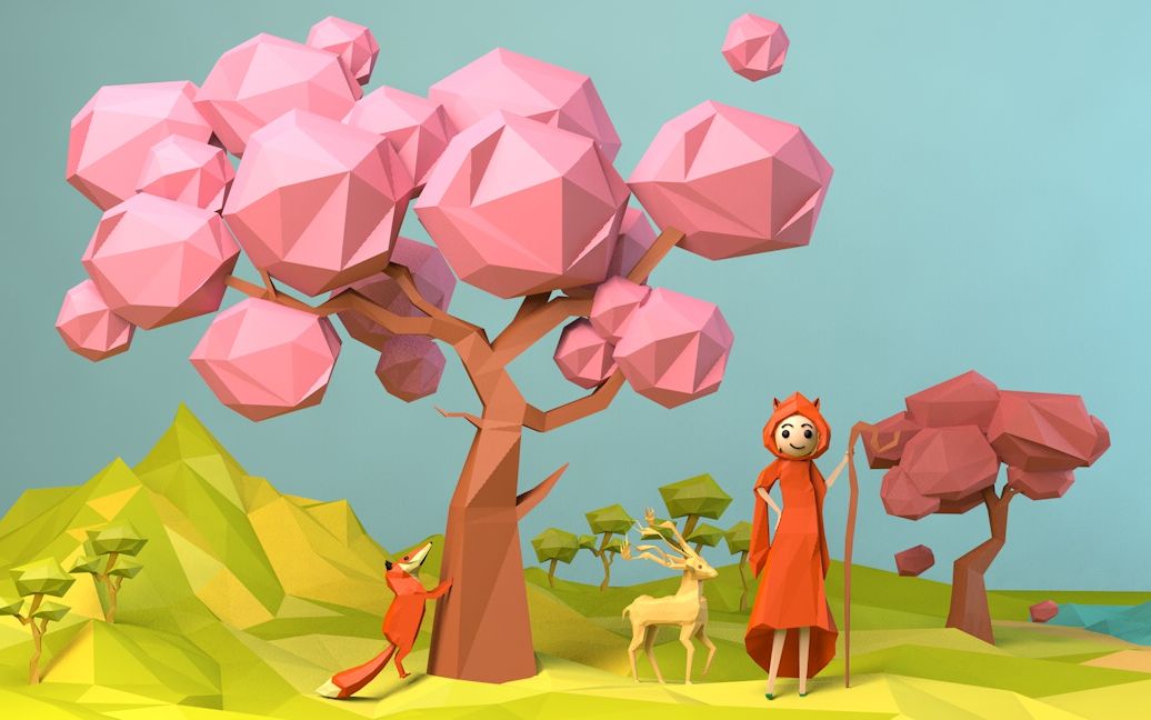 c4d-lowpoly-狐狸和树-5.24练习记录