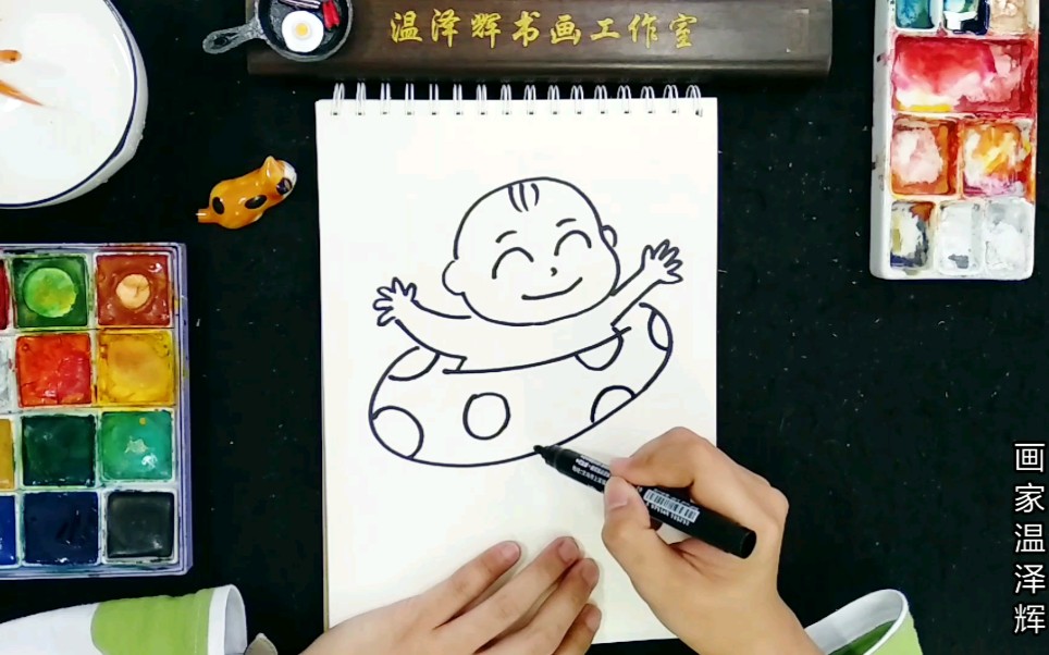 活动作品简笔画婴儿游泳