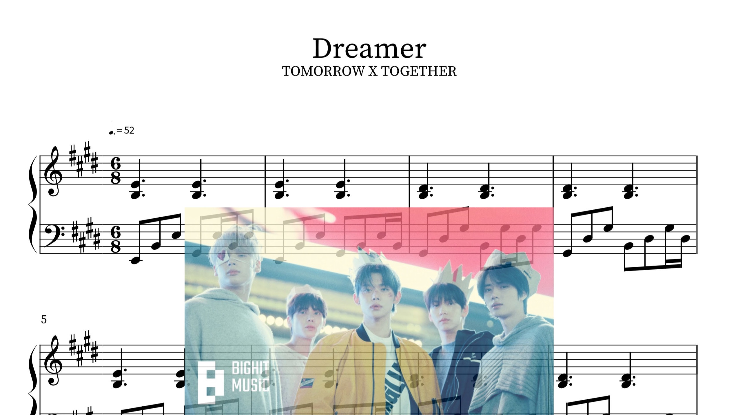 [图]TXT - Dreamer (minisode 3: TOMORROW Concept Trailer) Piano Sheet(鋼琴譜)