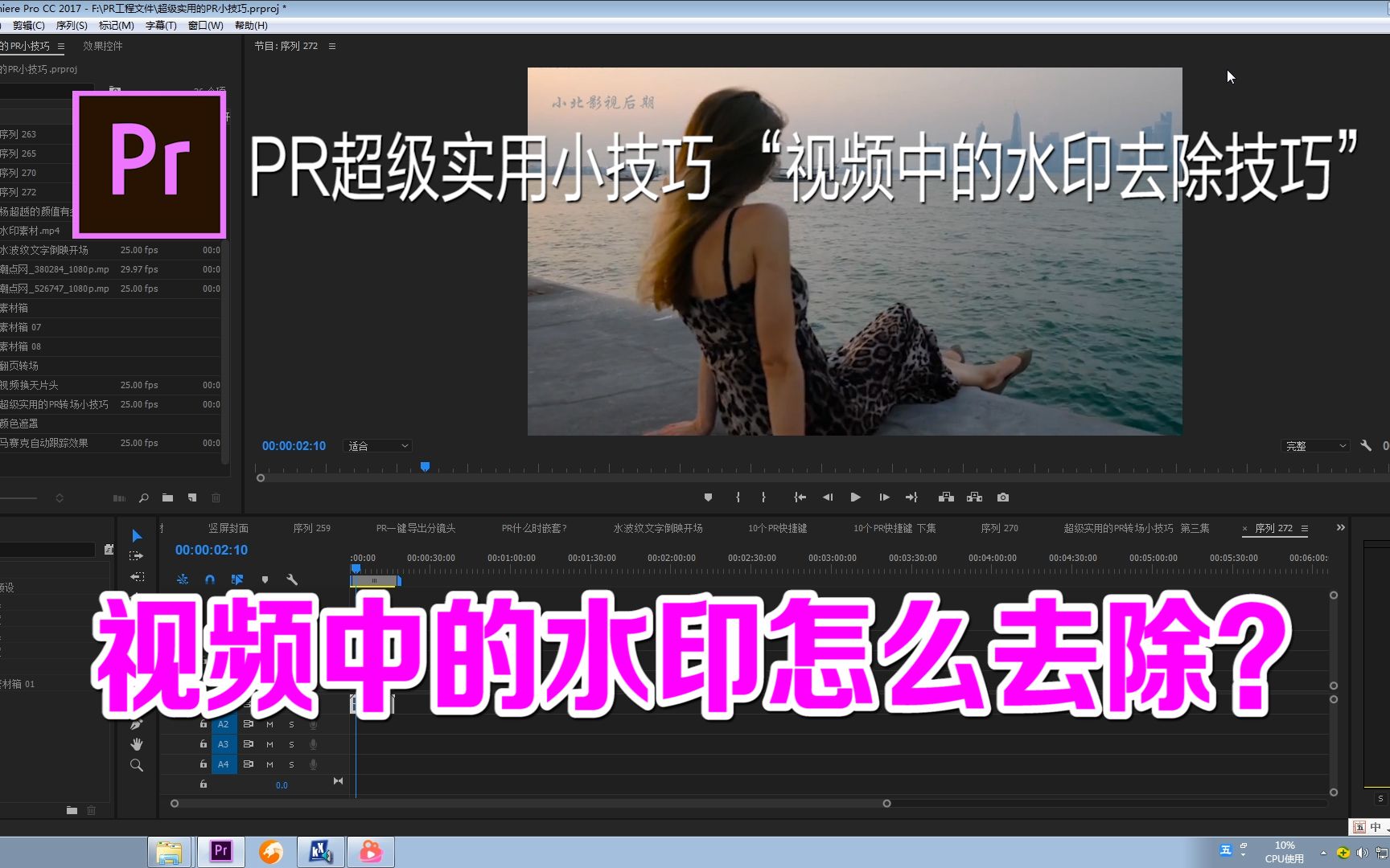 【PR教程】视频中的水印怎么去除?哔哩哔哩bilibili