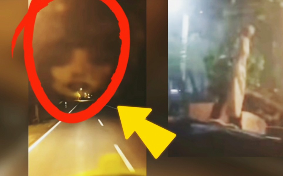 发生在道路的诡异视频,货车经过路灯时,玻璃出现恐怖鬼脸,无法解释