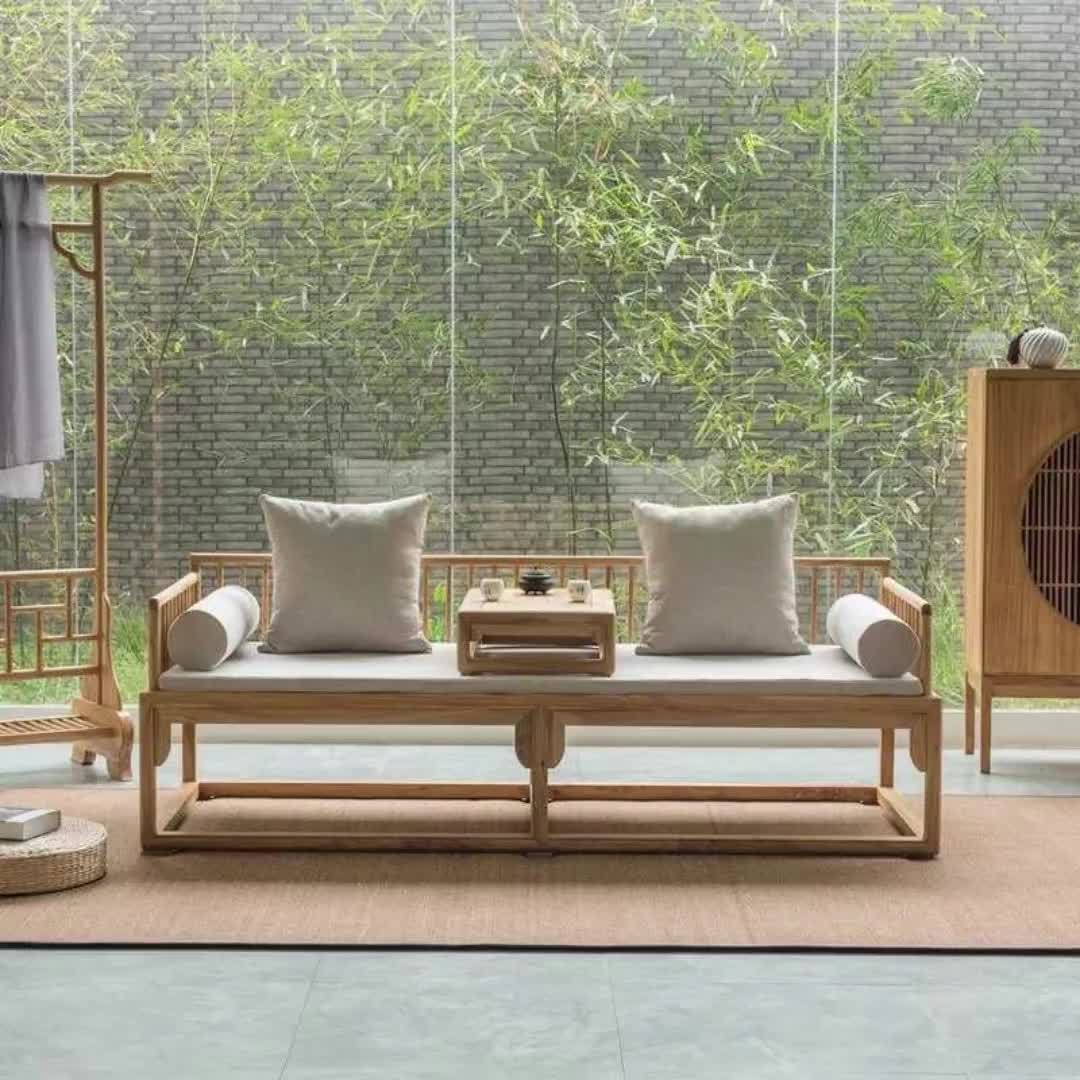 【152元券】源头厂家实木罗汉床 新中式榆木躺榻 客厅家具禅意榻榻米