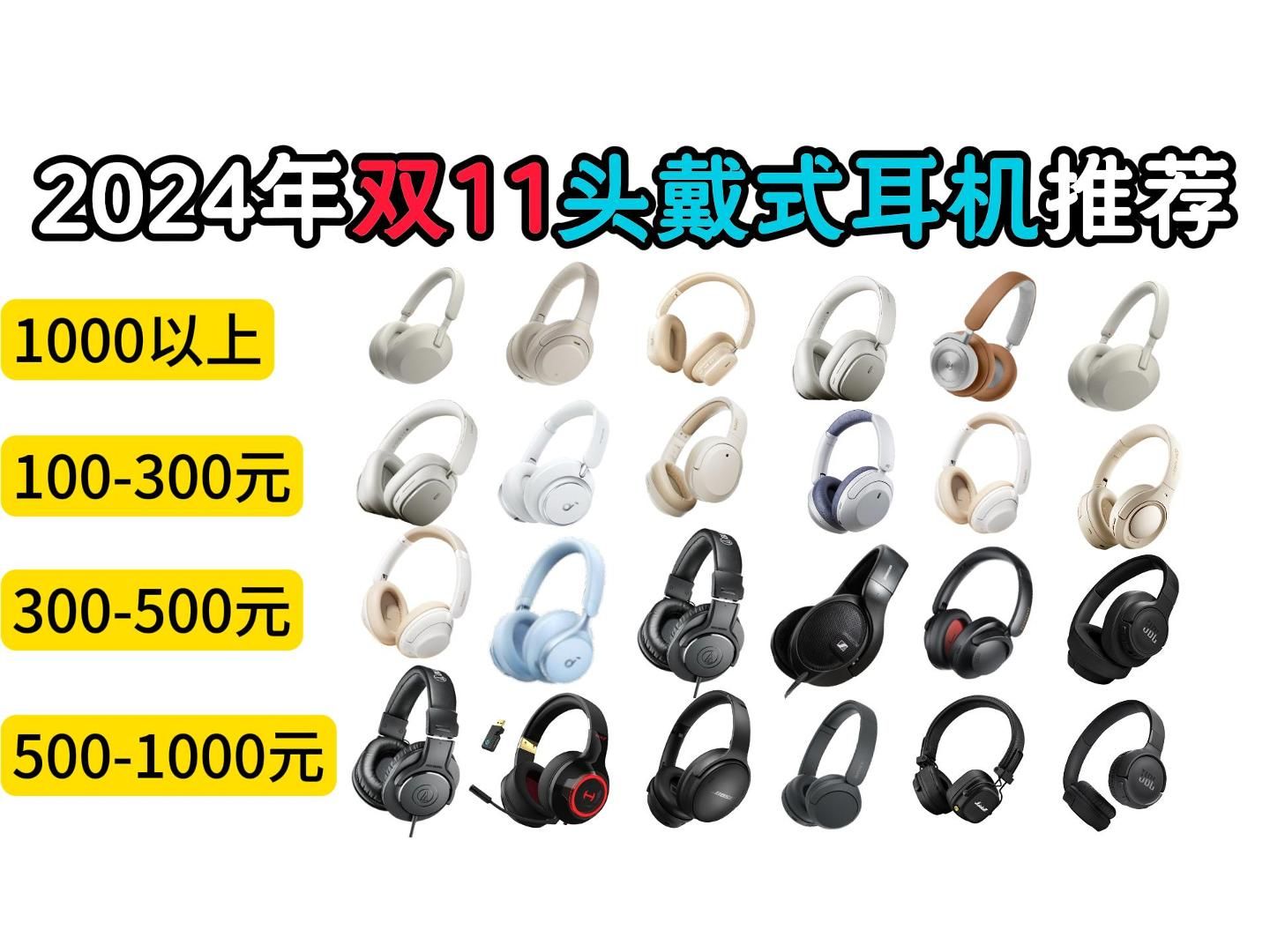 【双11头戴式耳机推荐】2024年1011月头戴式耳机选购指南一1002000价位|森海塞尔、索尼、漫步者、铁三角等头戴式游戏耳机|降噪耳机|双11精选推荐...