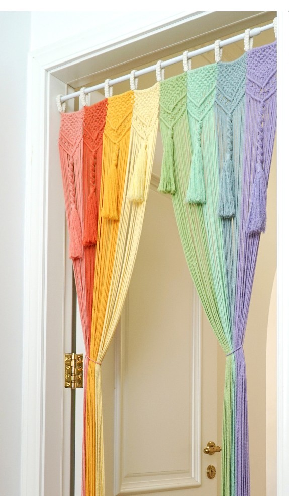 2小时手工 | 用棉绳给家里编一面彩虹门帘