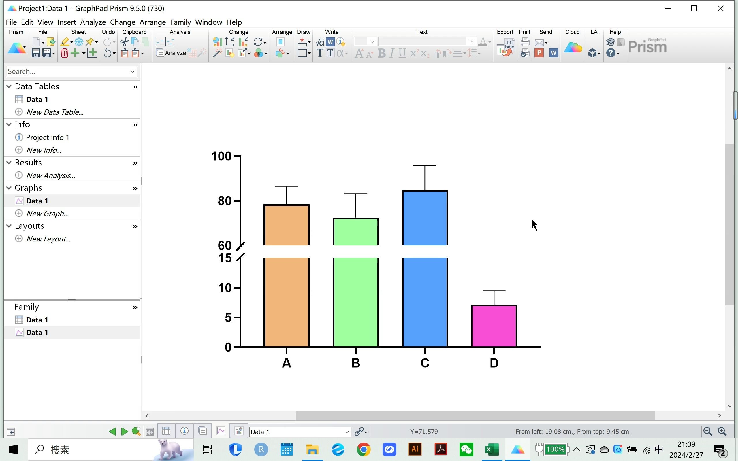 【graphpad prism】画分段式坐标轴图