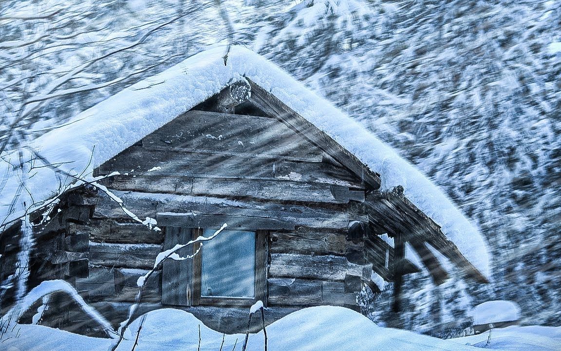 小木屋雪景图片大全图片