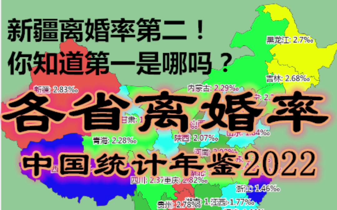 新疆离婚率第二?为什么这么高?你知道第一是哪吗?各省离婚率中国统计年鉴2022【数据可视化】哔哩哔哩bilibili