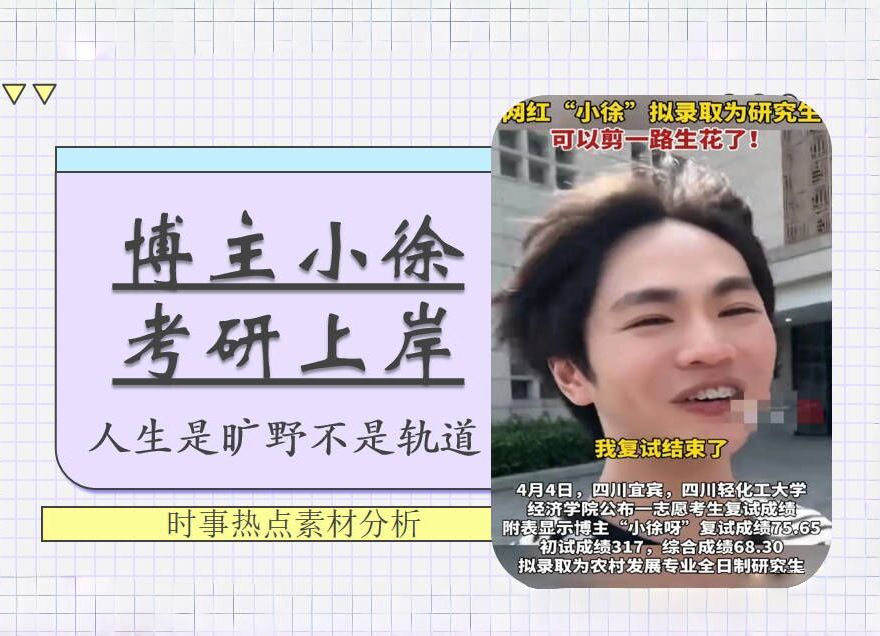 时事热点ppt:"网红博主小徐"考研上岸/大学生马原毛概/思政语文/课前