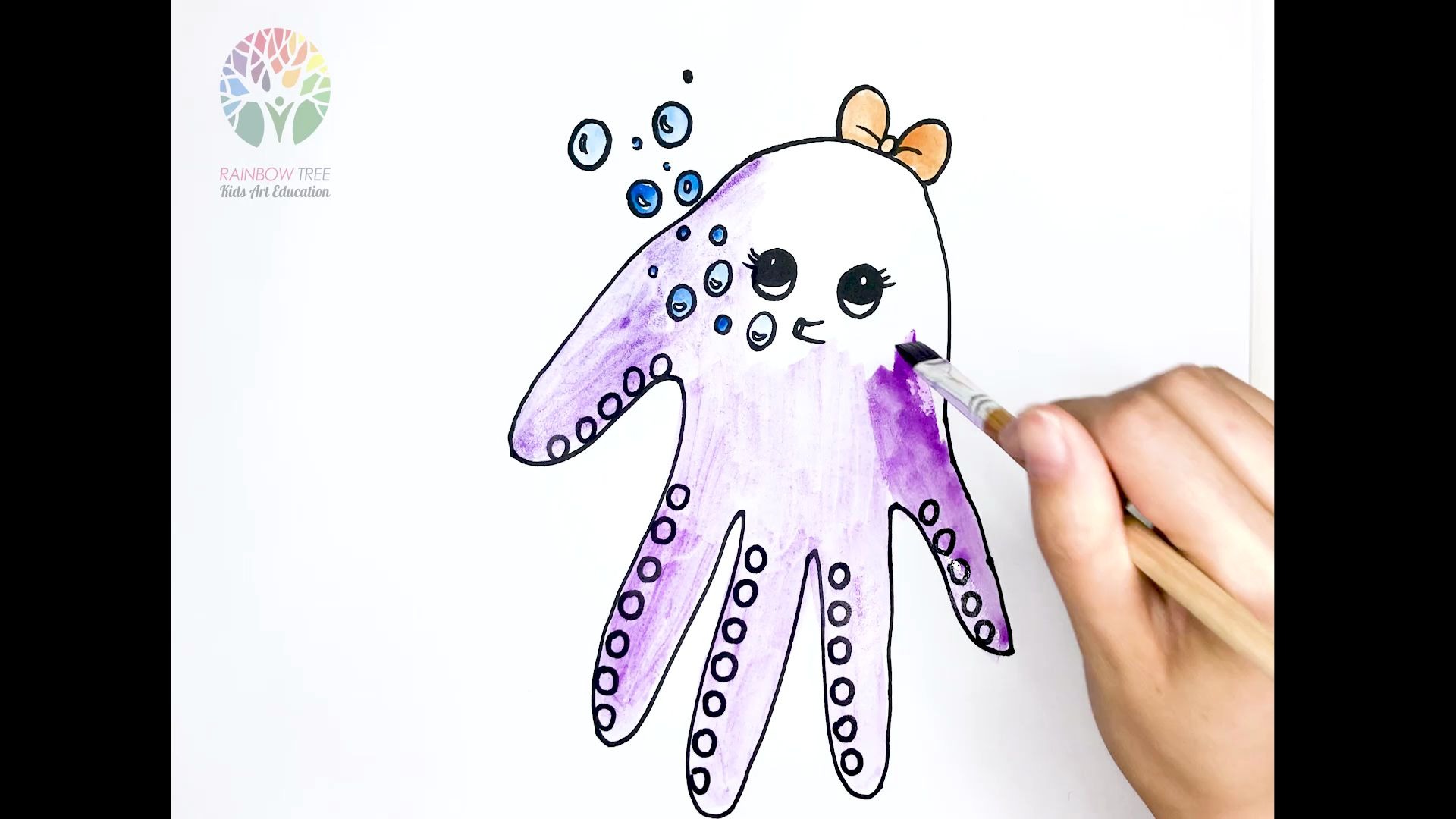 学龄前儿童绘画创意美术线上教学五指画章鱼