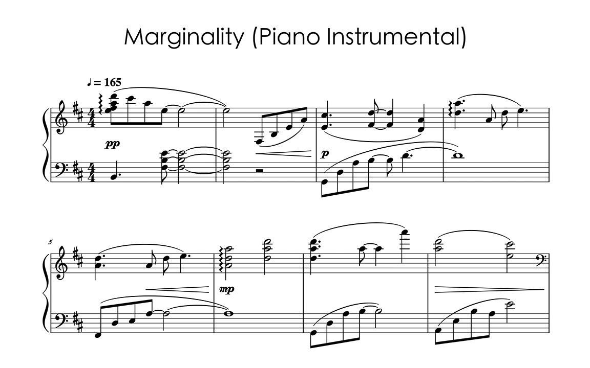 [图][扒谱] 中惠光城 - Marginality (Piano Instrumental) [夜明前的琉璃色]