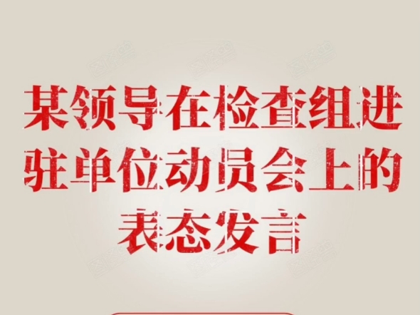 某领导在检查组进驻单位动员会上的表态发言哔哩哔哩bilibili