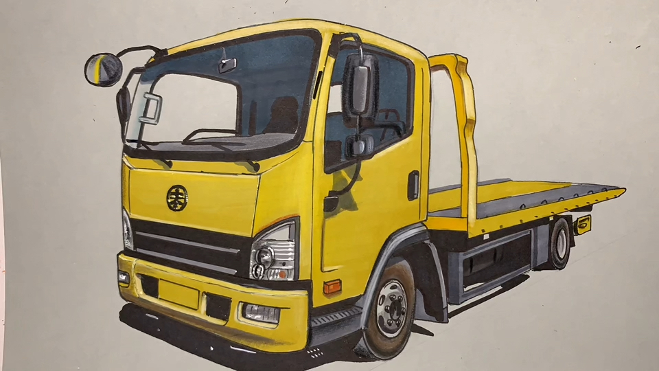手绘道路救援清障车