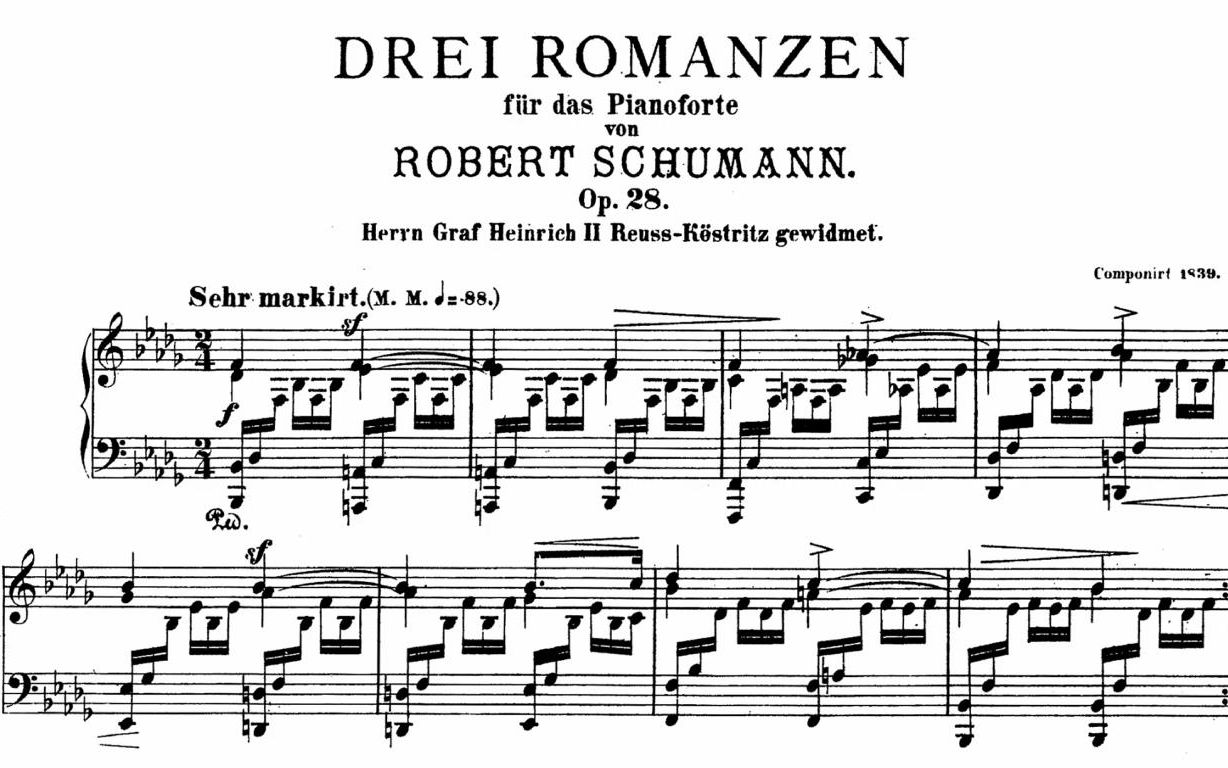 [图]【钢琴】舒曼 - 三首浪漫曲 Op.28（阿劳演奏）Schumann - Drei Romanzen Op.28