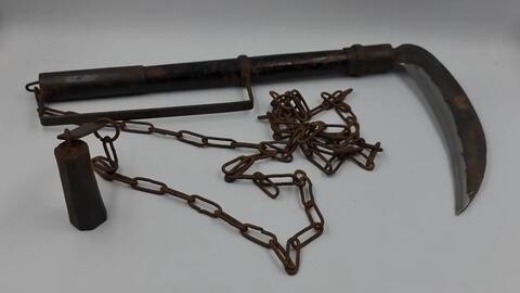 橋アンティーク　鎖鎌 Dragon Cylinder Wallet Chain : (60cm)｜ドラゴン・シリンダー