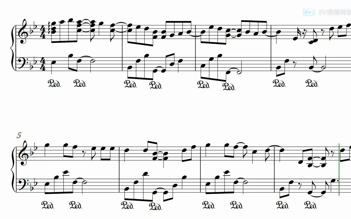分分钟需要你 简谱五线谱钢琴谱