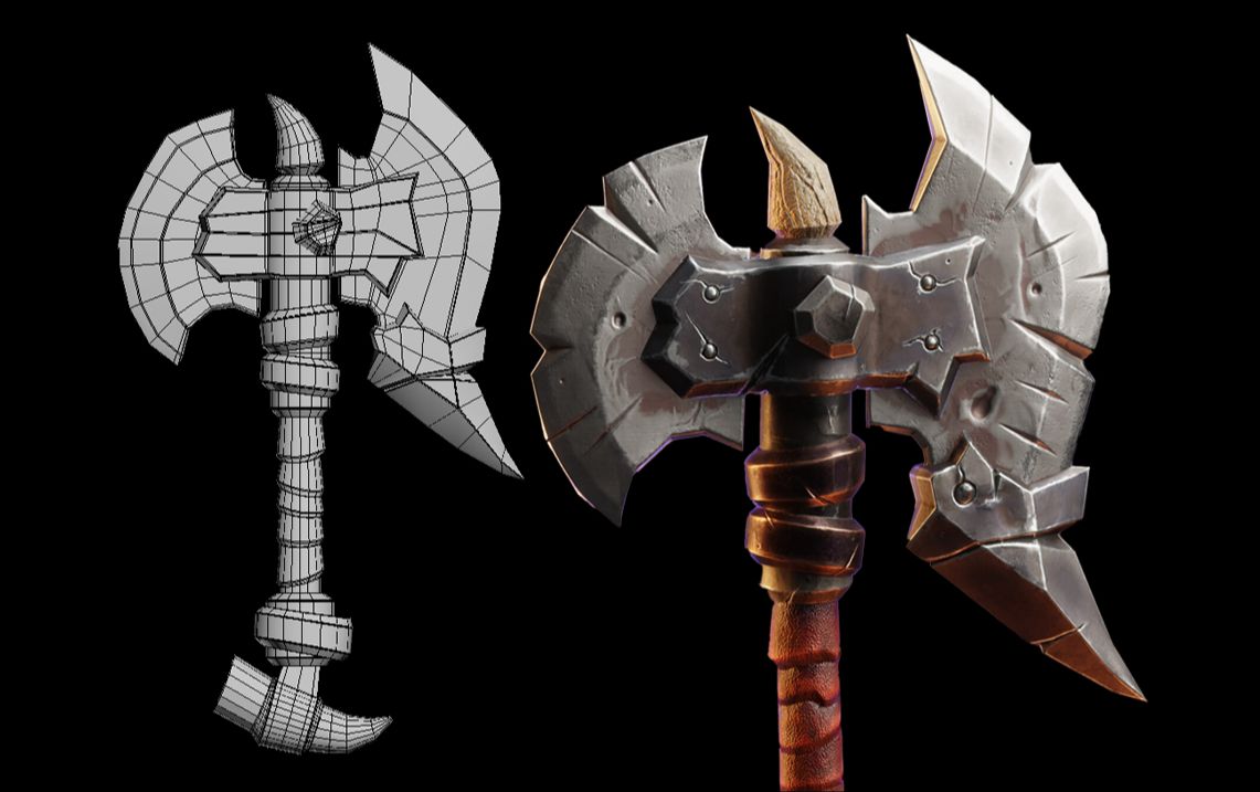 【3dmax建模】3d次世代武器道具"战斧"模型制作,初学者必备案例!