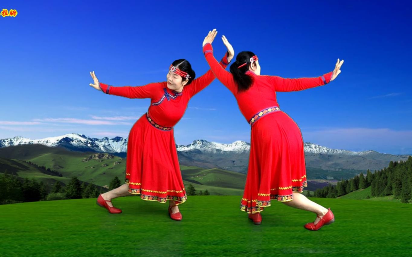 藏族舞《次真拉姆》双人对跳,跟着就会