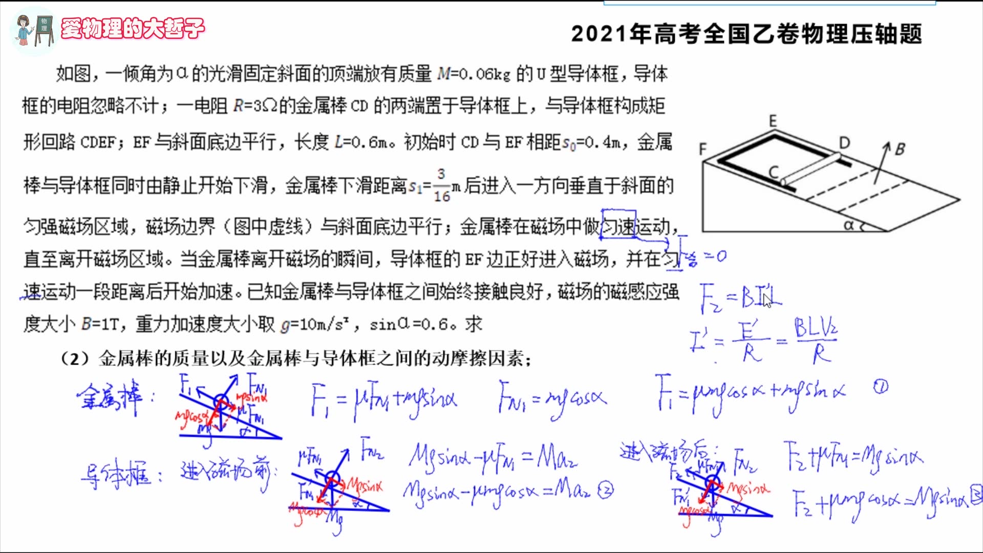 【2021高考物理真题】全国乙卷压轴题 多过程多物体磁场综合分析哔哩哔哩bilibili