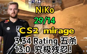 【NiKo】29/4 (3.34Rating 五杀 13：0 究极残忍！) CS2 第一视角 mirage荒漠迷城  2023.09.29【CSGO POV】