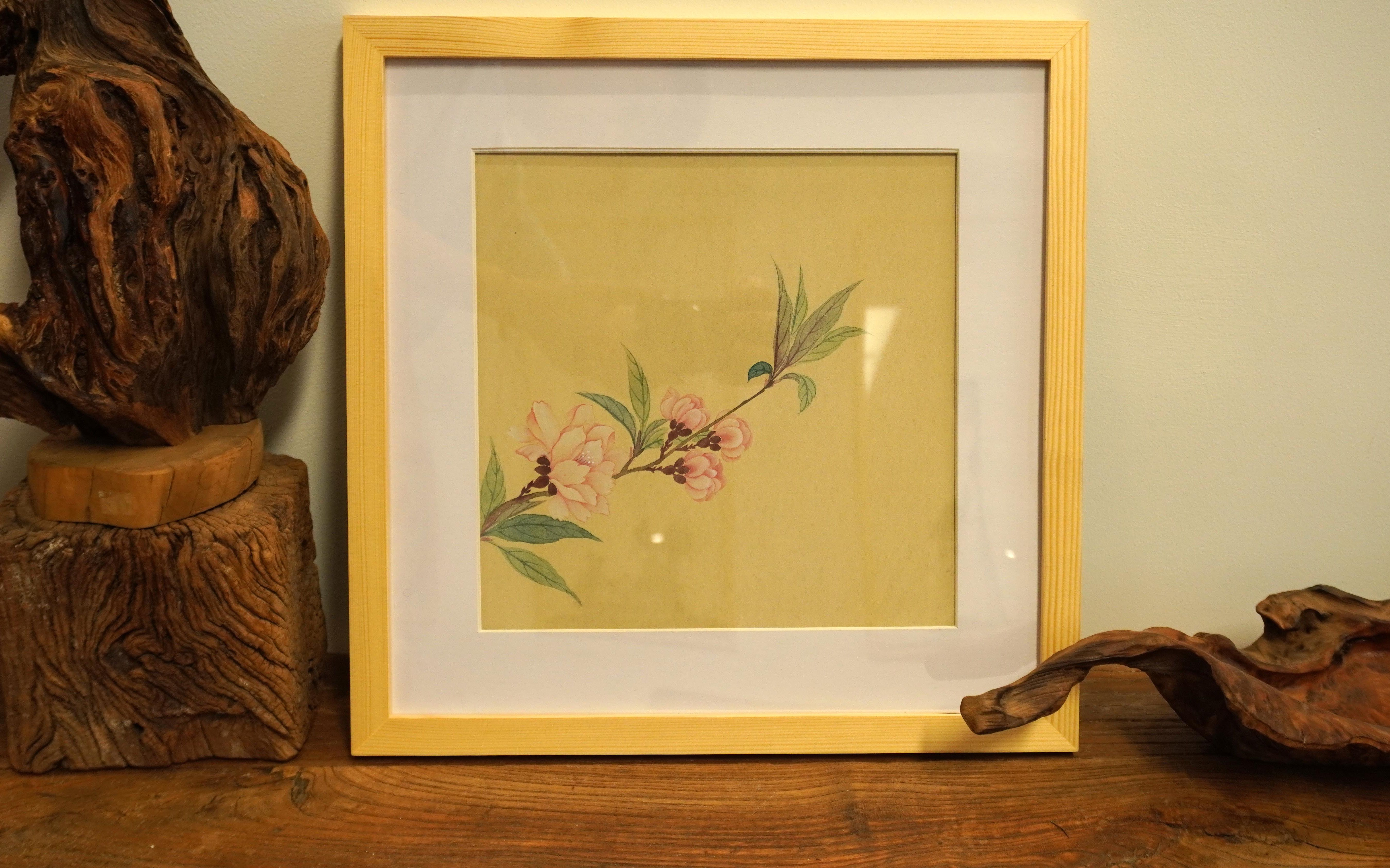 06恽寿平没骨画碧桃图临摹教学_简单装裱的方法 .【枯竹阁】