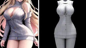 【3D】3Dmax女人体裸模布线＋性感短裙！从零开始建模二次元老婆！小白也能学会的女性人体建模布线技巧！