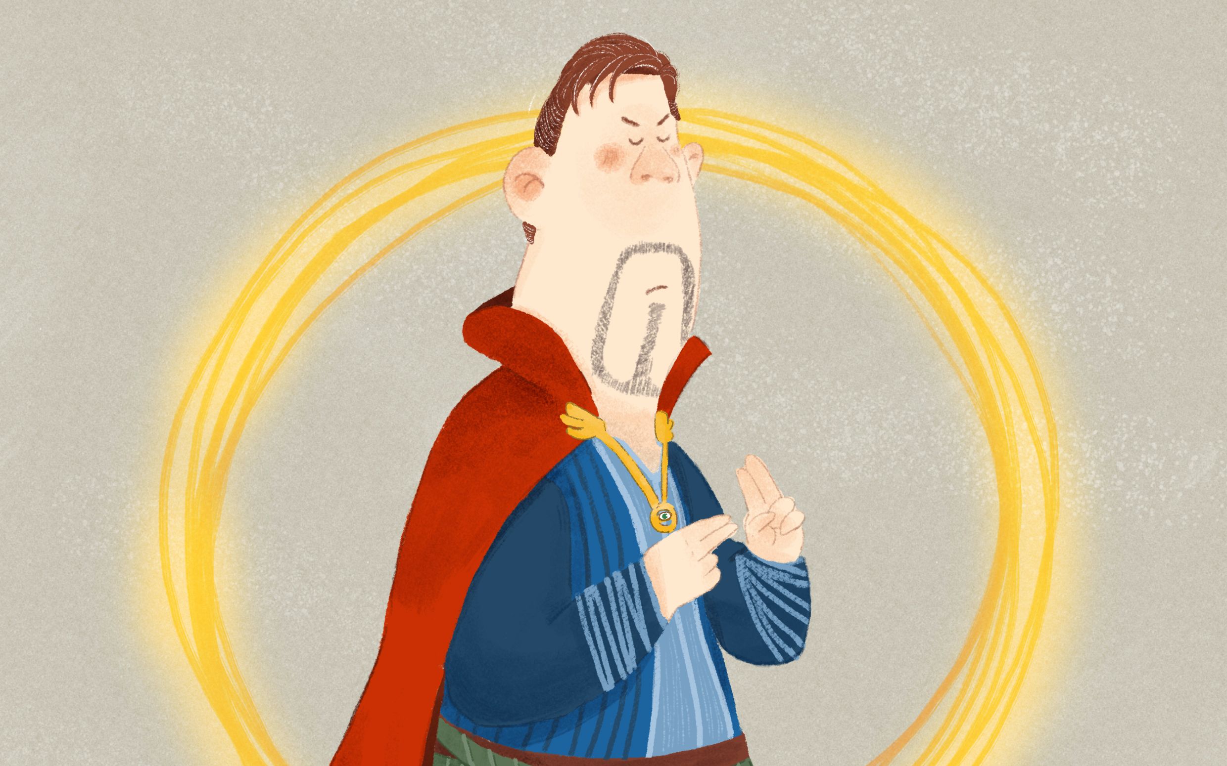 ps色粉厚涂q版奇异博士变形记