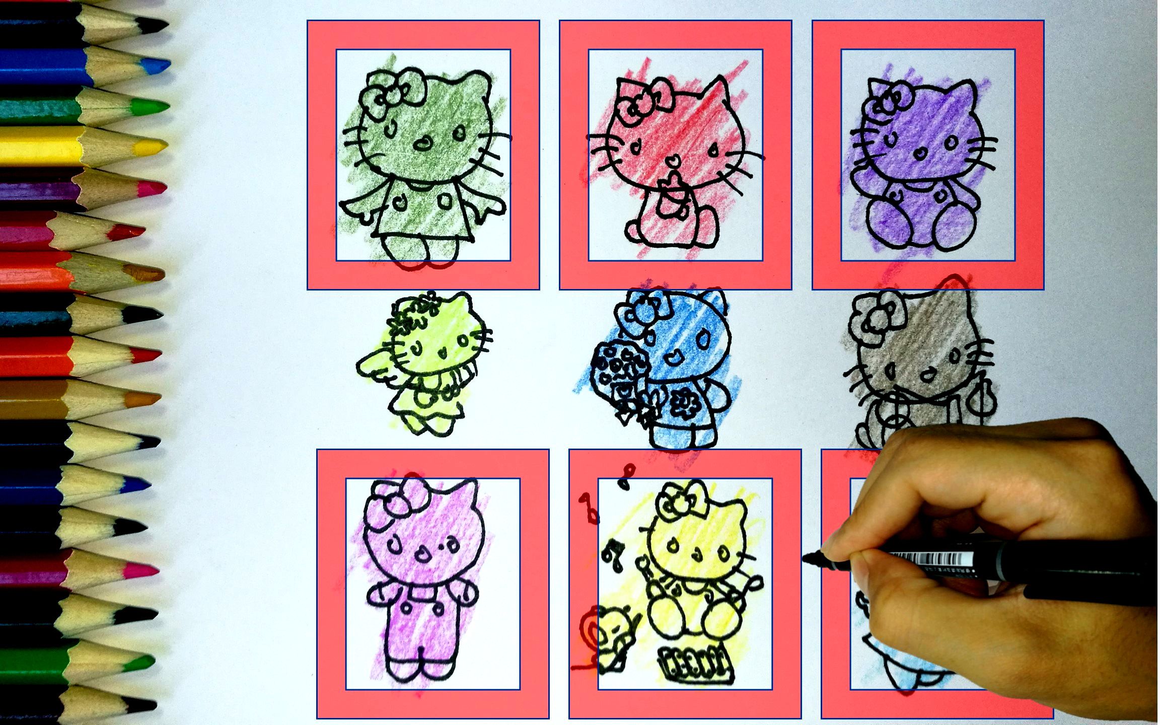 简笔画如何画各种各样的hello kitty 儿童绘画涂鸦填色哔哩哔哩bilibili