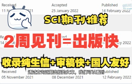 【期刊推荐】毕业不愁!2周见刊、接收率>70%SCI杂志 :2分+收录纯生信+审稿快/科研/SCI文章发表/研究生哔哩哔哩bilibili