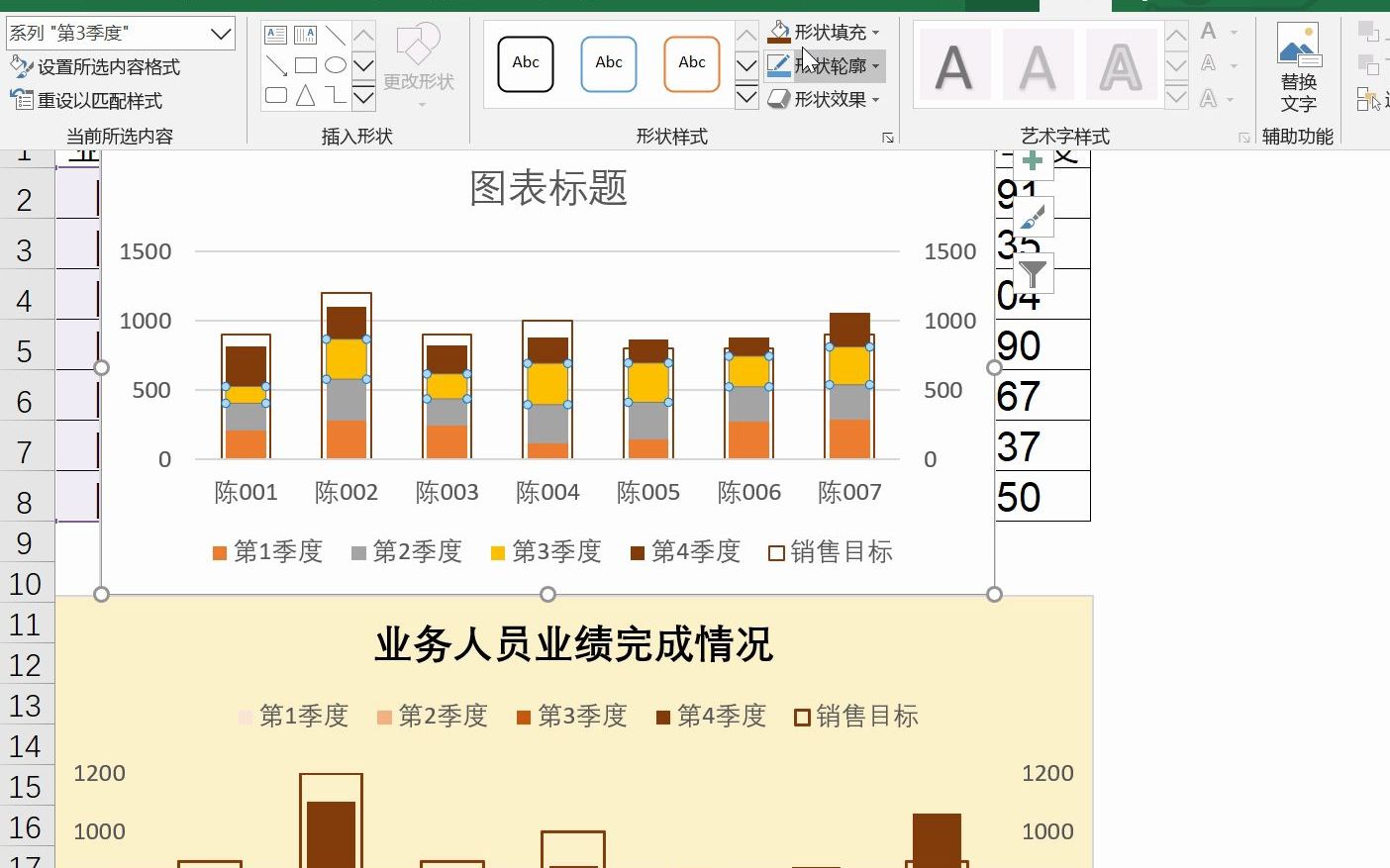 Excel制作销售业绩完成情况对比图哔哩哔哩bilibili