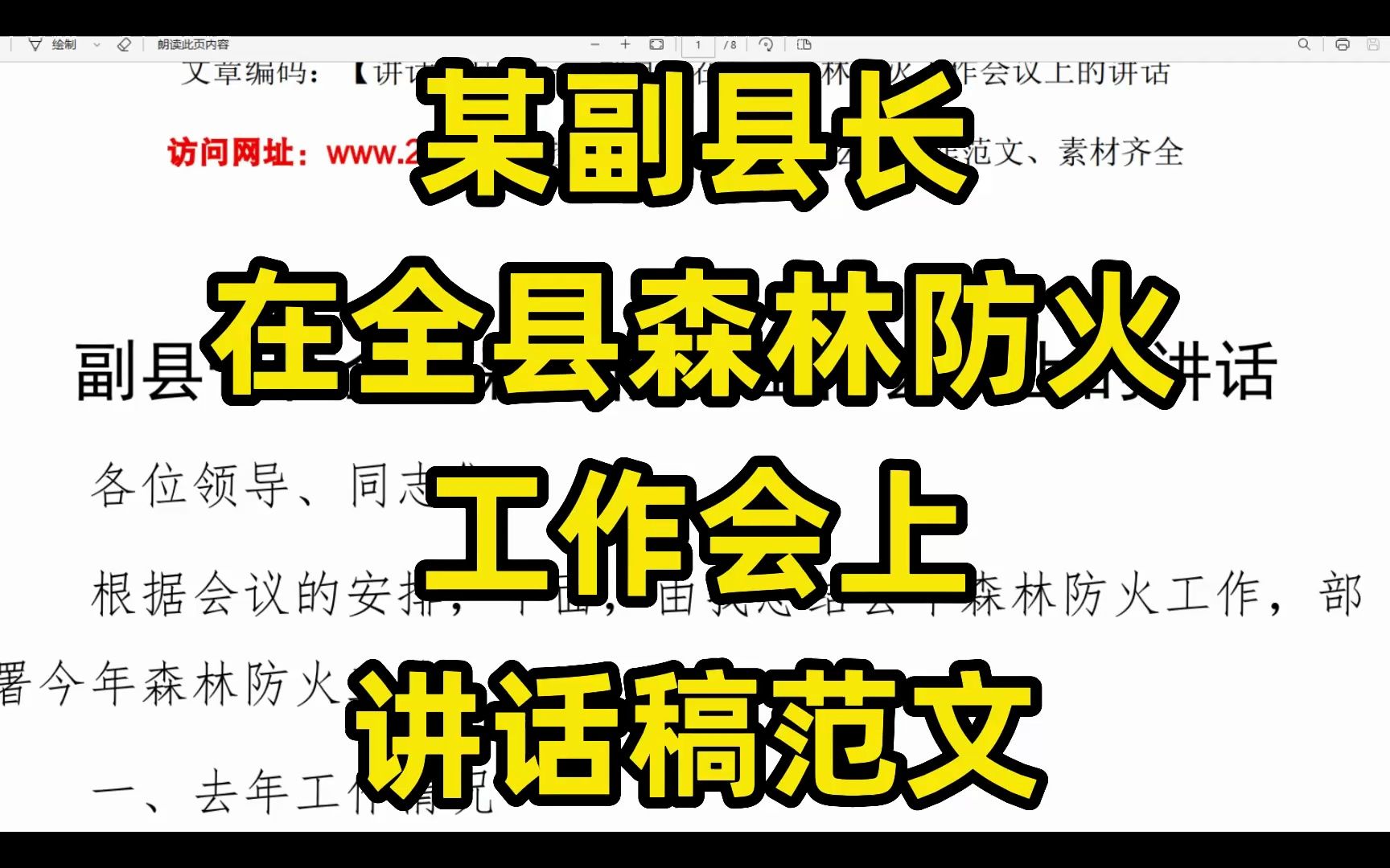 某副县长在全县森林防火工作会上讲话稿范文,word文件哔哩哔哩bilibili