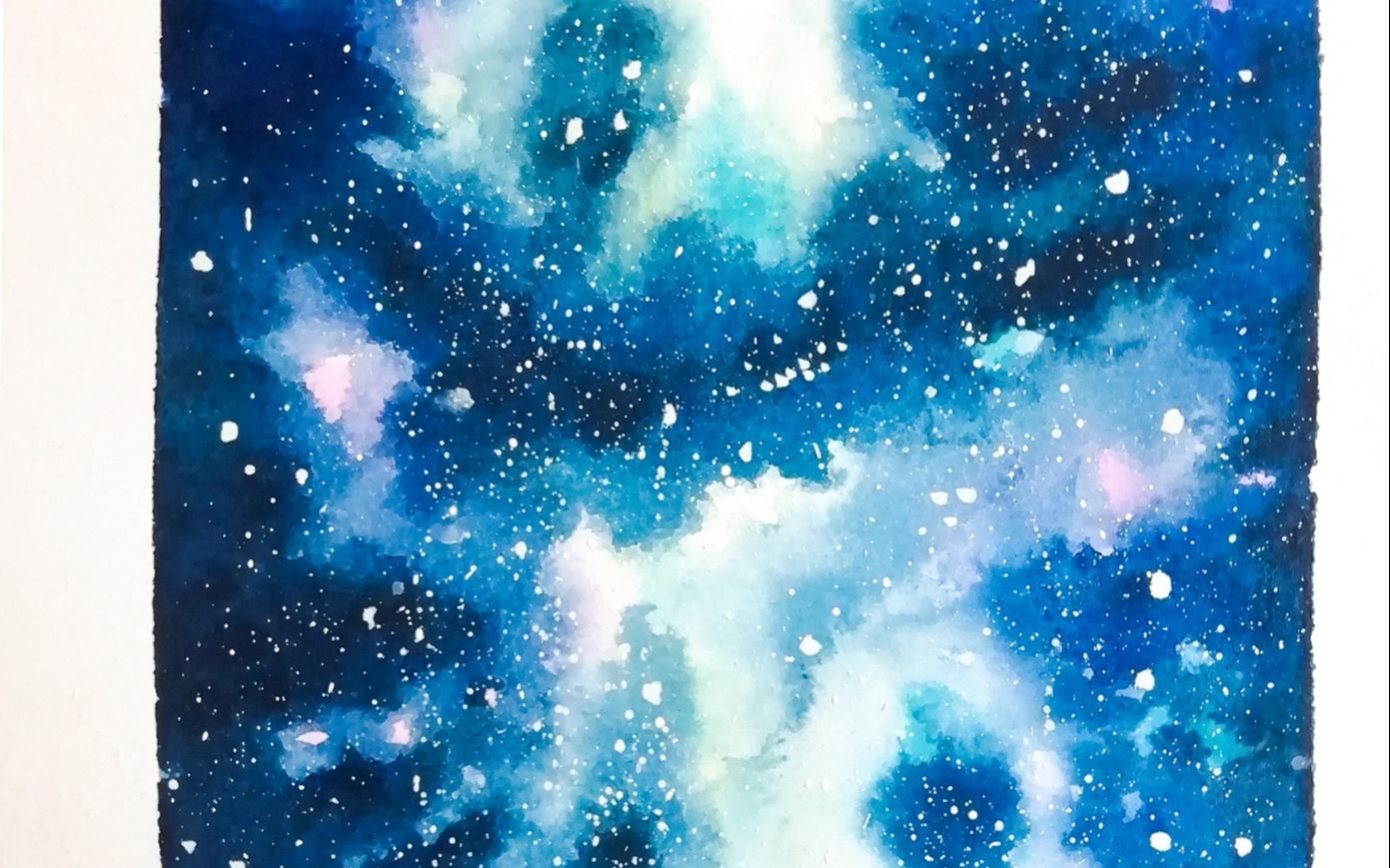 马利水彩绘制深蓝星空