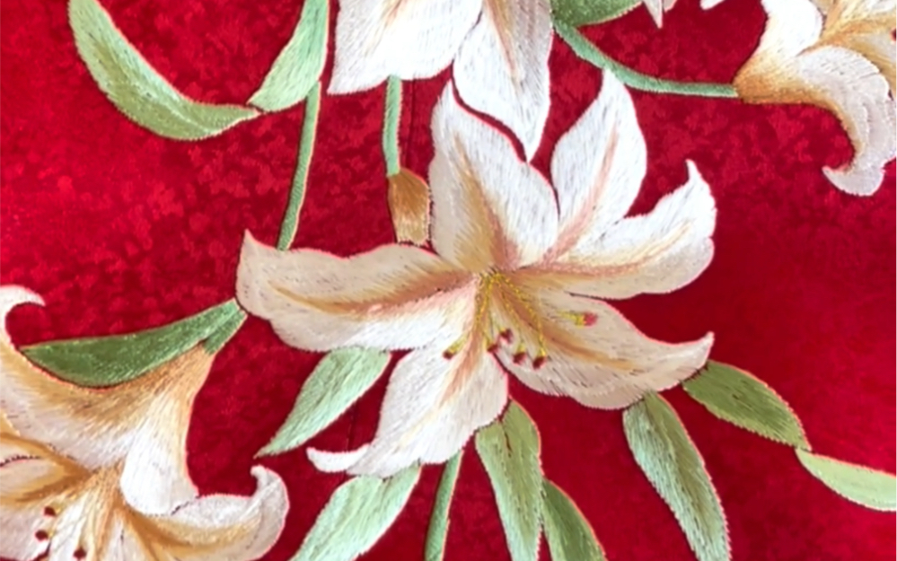 手推绣 百合花 客户定制我只负责绣花