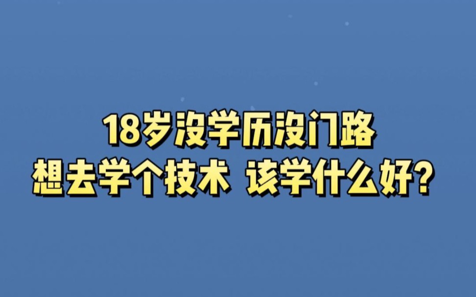 18 岁没学历没门路,想去学个技术,该学什么好?哔哩哔哩bilibili