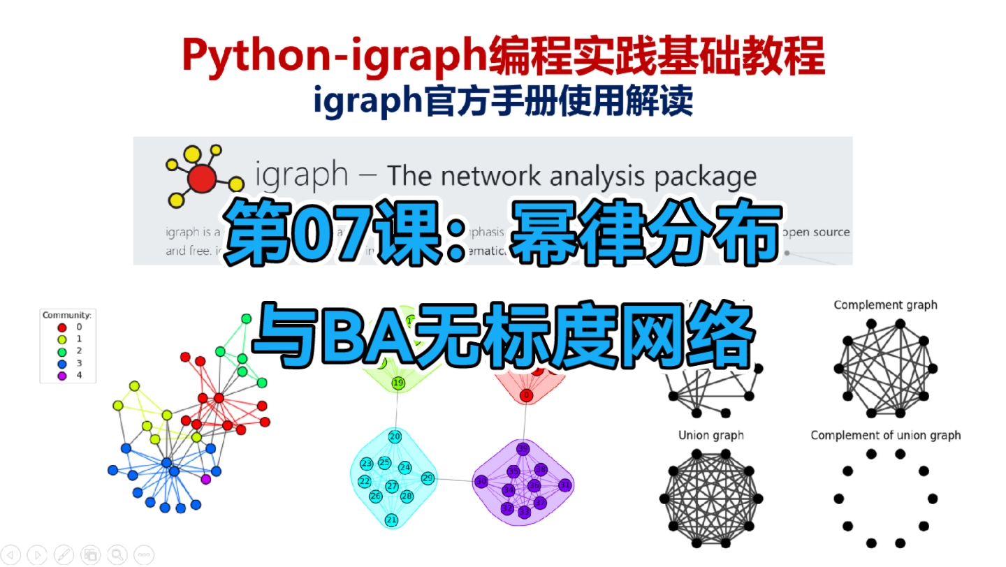 pythonigraph编程实践基础教程第07课:幂律分布与BA无标度网络哔哩哔哩bilibili