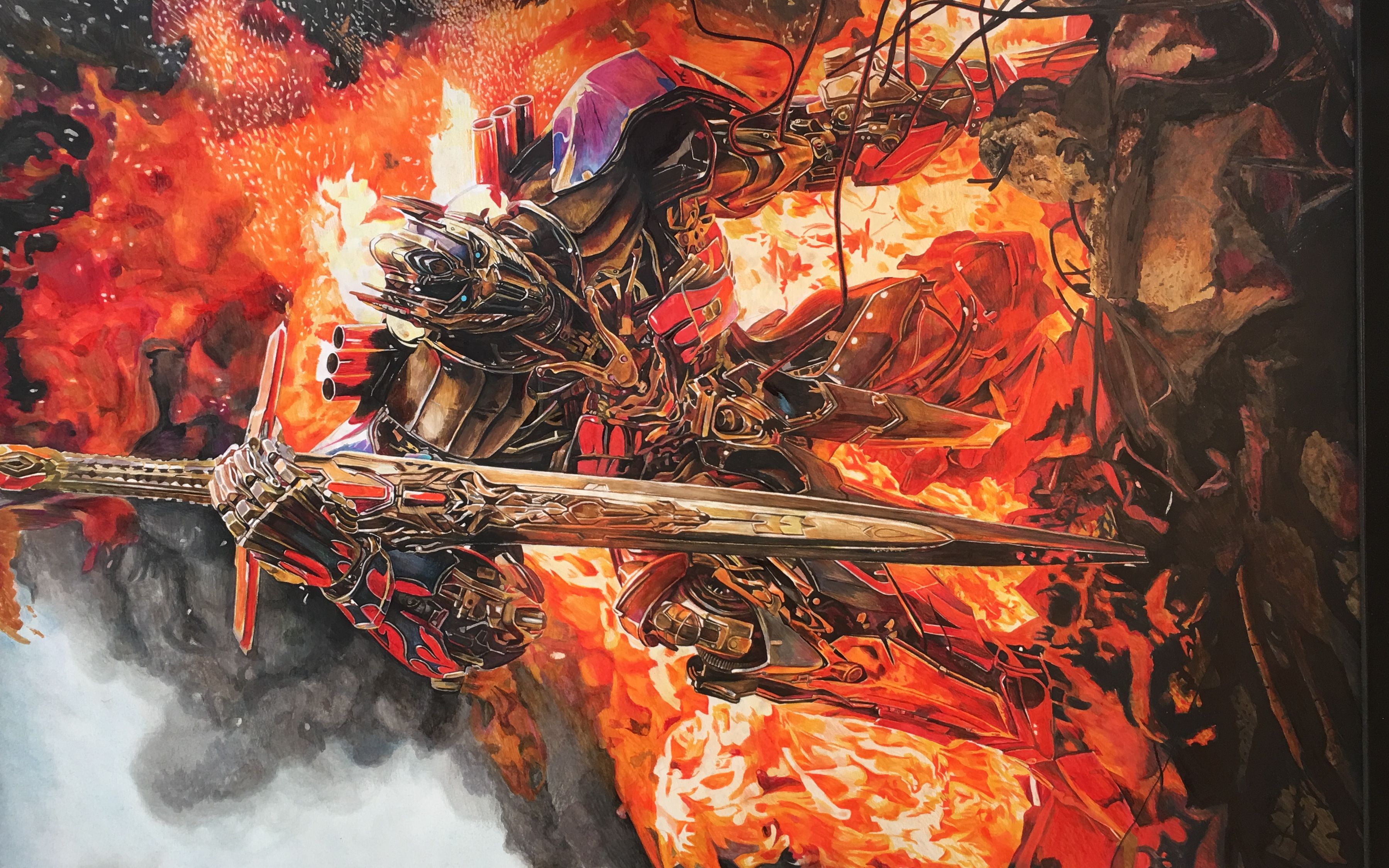 耗时两个月,彩铅手绘超大变形金刚海报